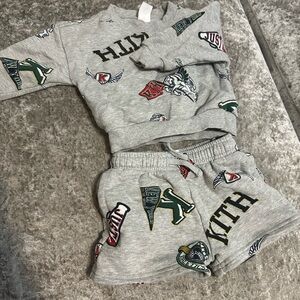 Kith Kids Grey Graphic Sweatshirt and Shorts Set